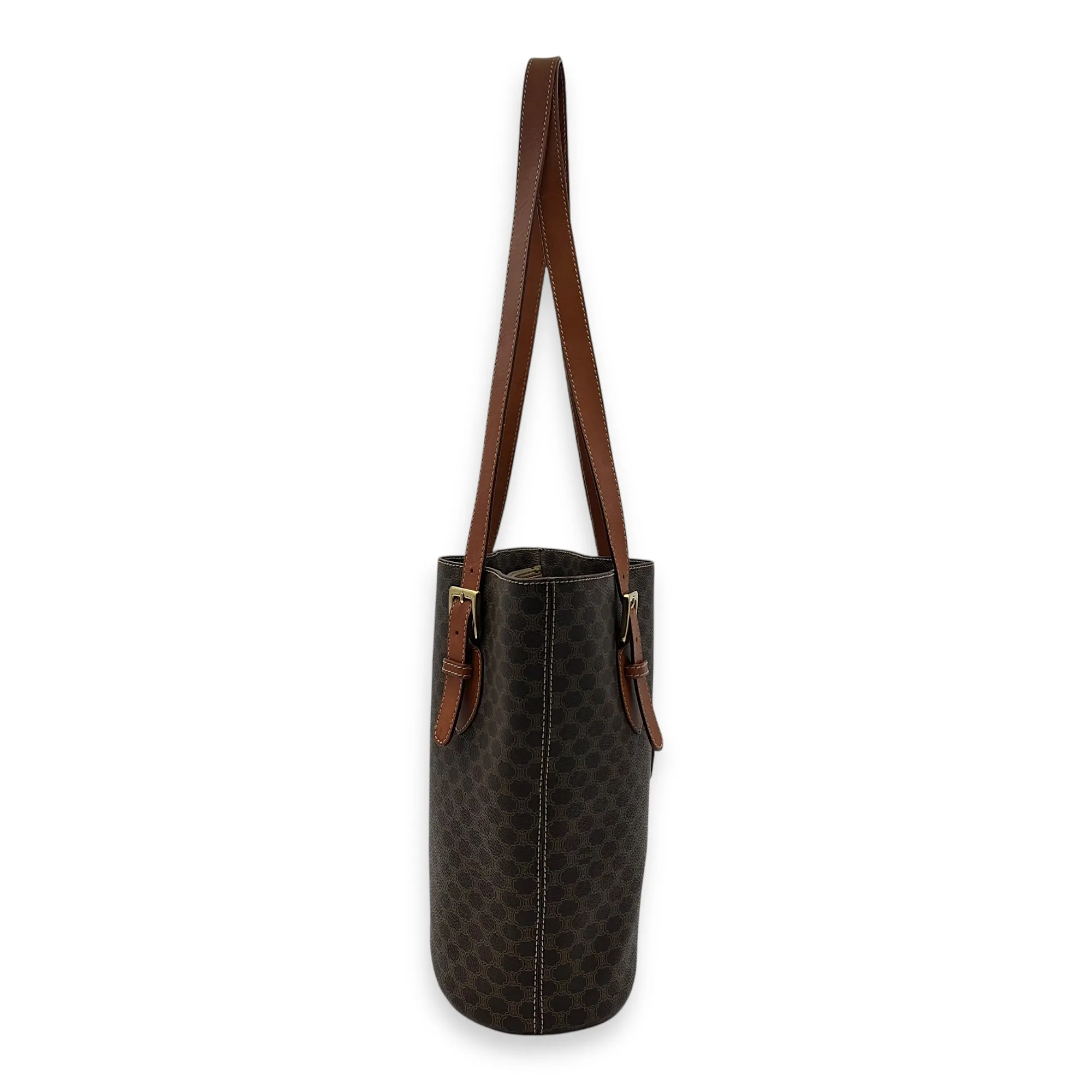 Macadam Tote Bag Brown in Coated Canvas, Gold hardware