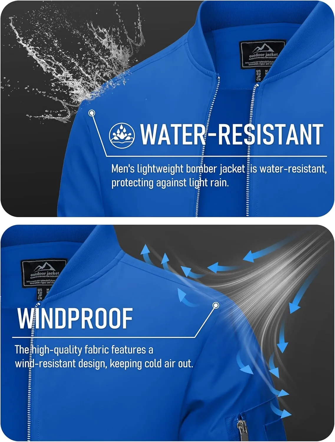MAGCOMSEN Men's Bomber Jacket Lightweight Casual Windbreaker Spring Fall Zip Up Coat with 5 Pocket