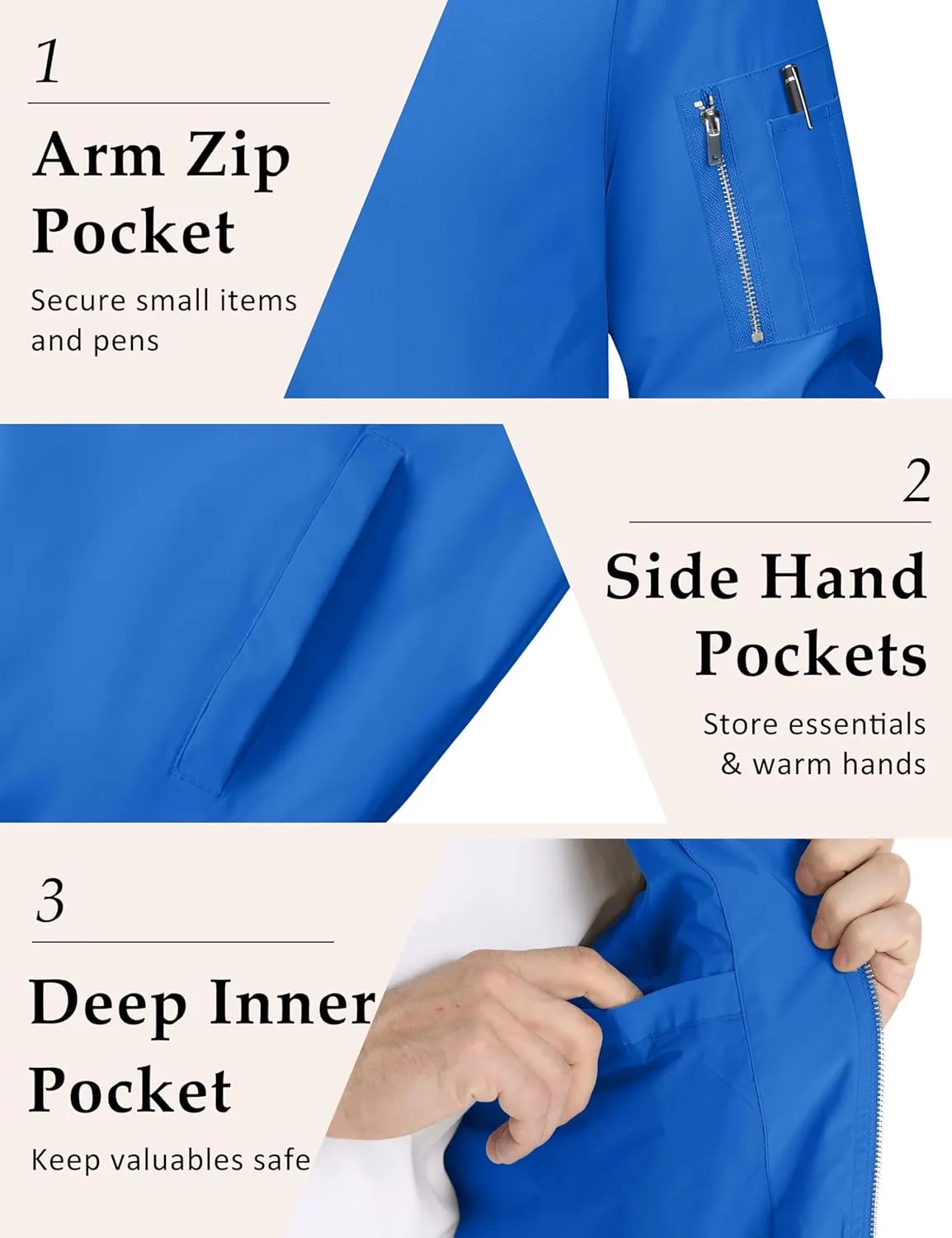 MAGCOMSEN Men's Bomber Jacket Lightweight Casual Windbreaker Spring Fall Zip Up Coat with 5 Pocket