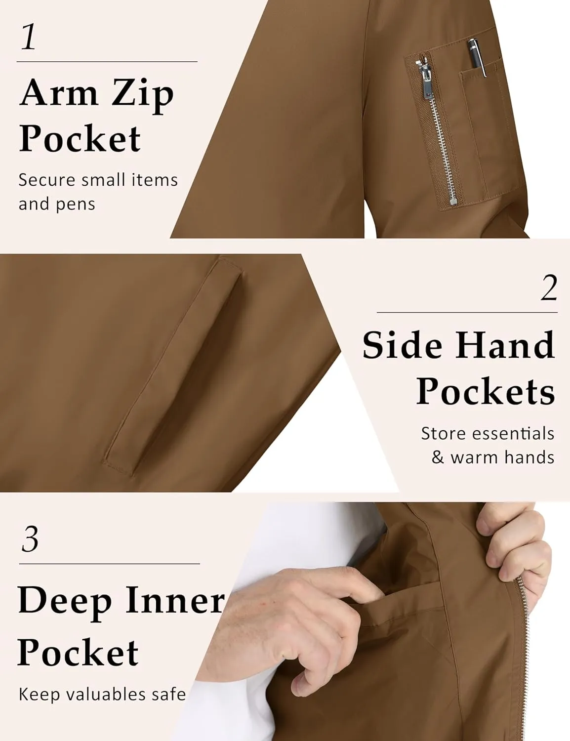 MAGCOMSEN Men's Bomber Jacket Lightweight Casual Windbreaker Spring Fall Zip Up Coat with 5 Pocket