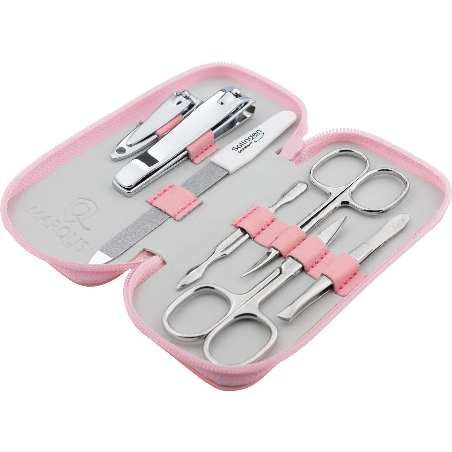 marQus Manicure Set Solingen Made in Germany - 7 piece exclusive finger & toe nail clippers set in real leather case, made in Solingen Germany