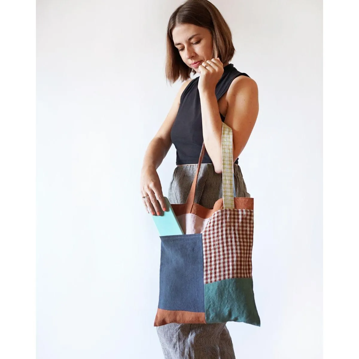 Matchy Matchy Stash Pocket Tote Sewing Pattern PDF