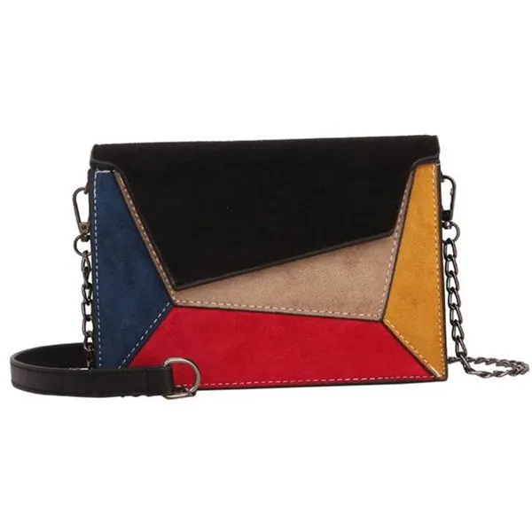 Matte Patchwork Crossbody Bags for Women Chain Strap Shoulder Bag
