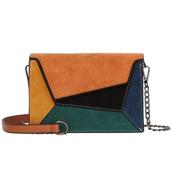 Matte Patchwork Crossbody Bags for Women Chain Strap Shoulder Bag