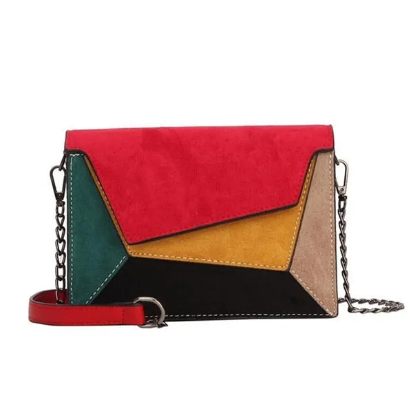 Matte Patchwork Crossbody Bags for Women Chain Strap Shoulder Bag