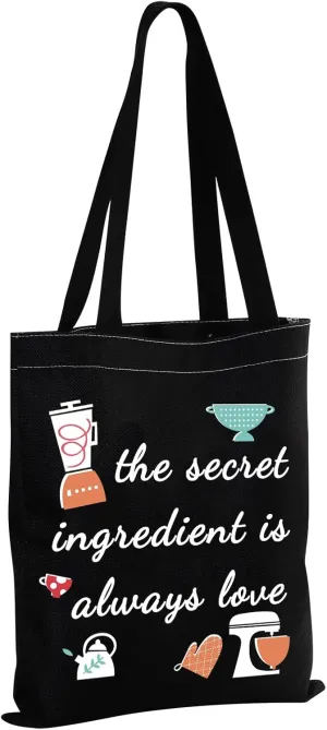 MBMSO the Secret Ingredient Is Always Love Baking Canvas Tote Bag Baker Gift Baking Lover Shopping Bag Baking Cooking Gift