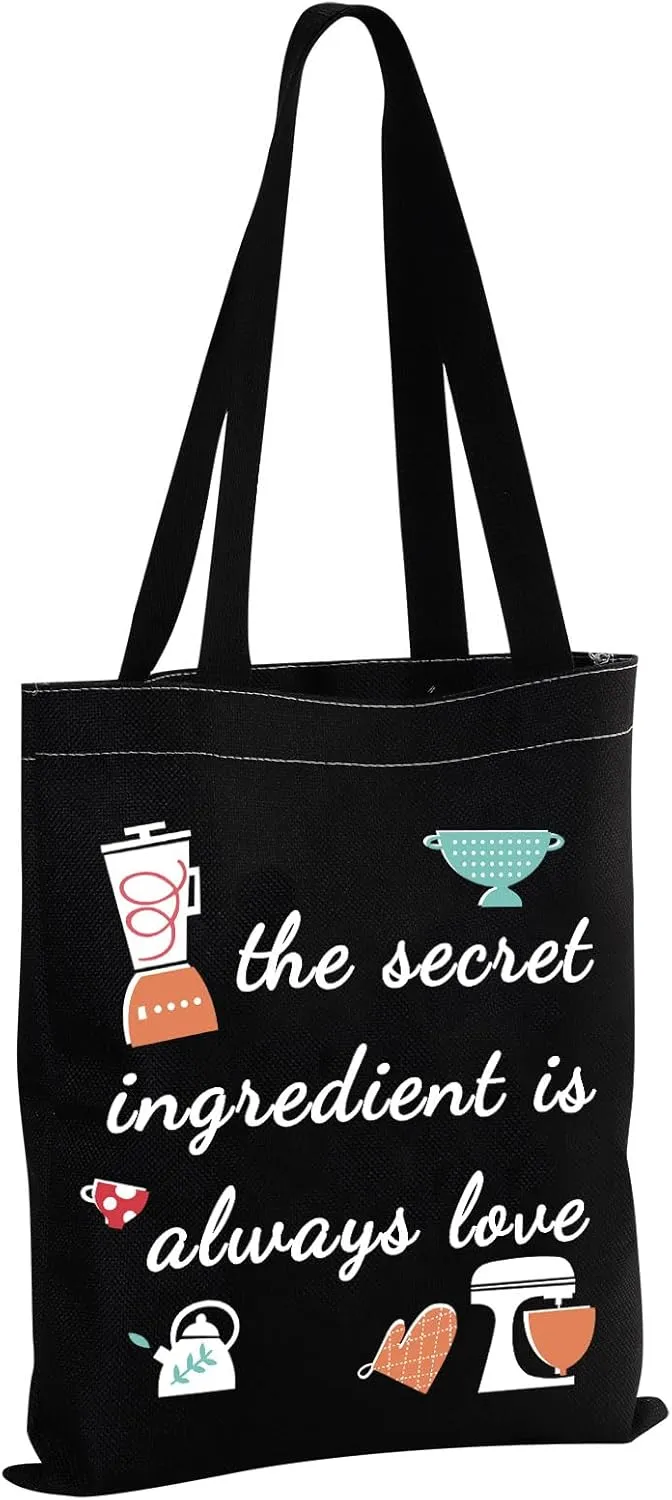 MBMSO the Secret Ingredient Is Always Love Baking Canvas Tote Bag Baker Gift Baking Lover Shopping Bag Baking Cooking Gift