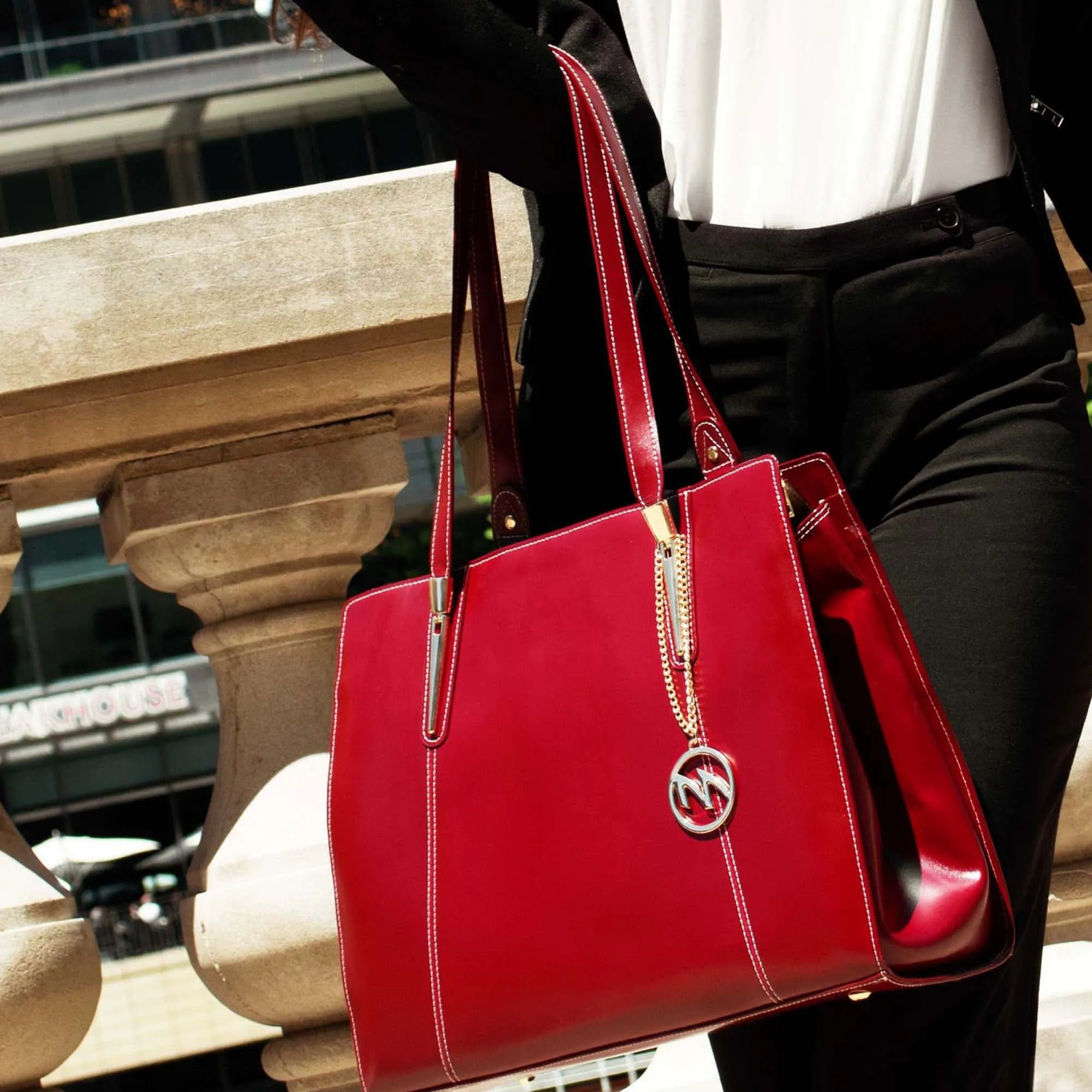 McKlein USA Aldora Leather Ladies Tote Bag with Tablet Pocket