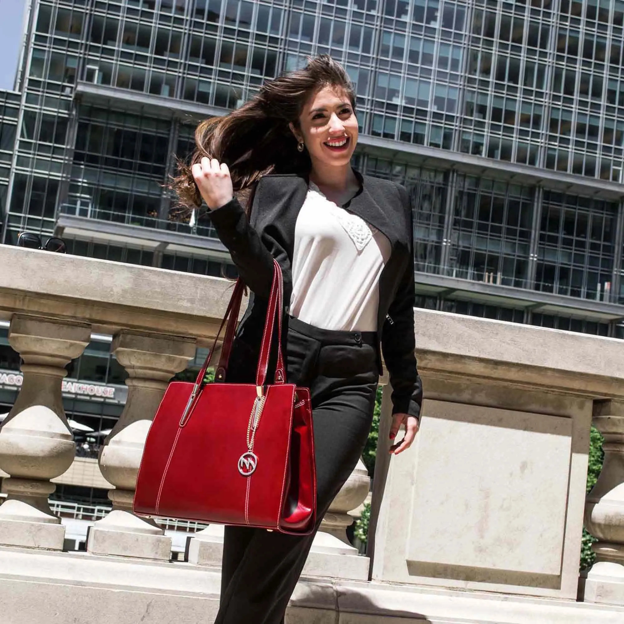 McKlein USA Aldora Leather Ladies Tote Bag with Tablet Pocket