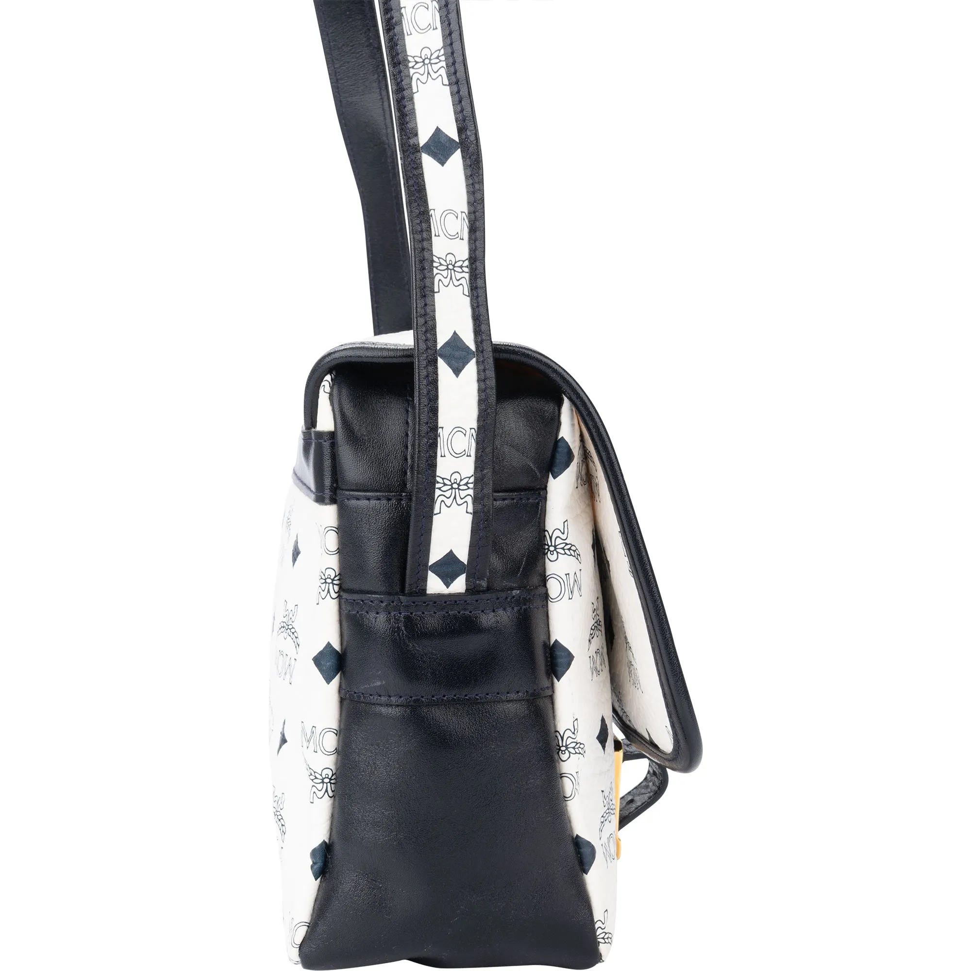 MCM White Visetos Monogram Crossbody Bag