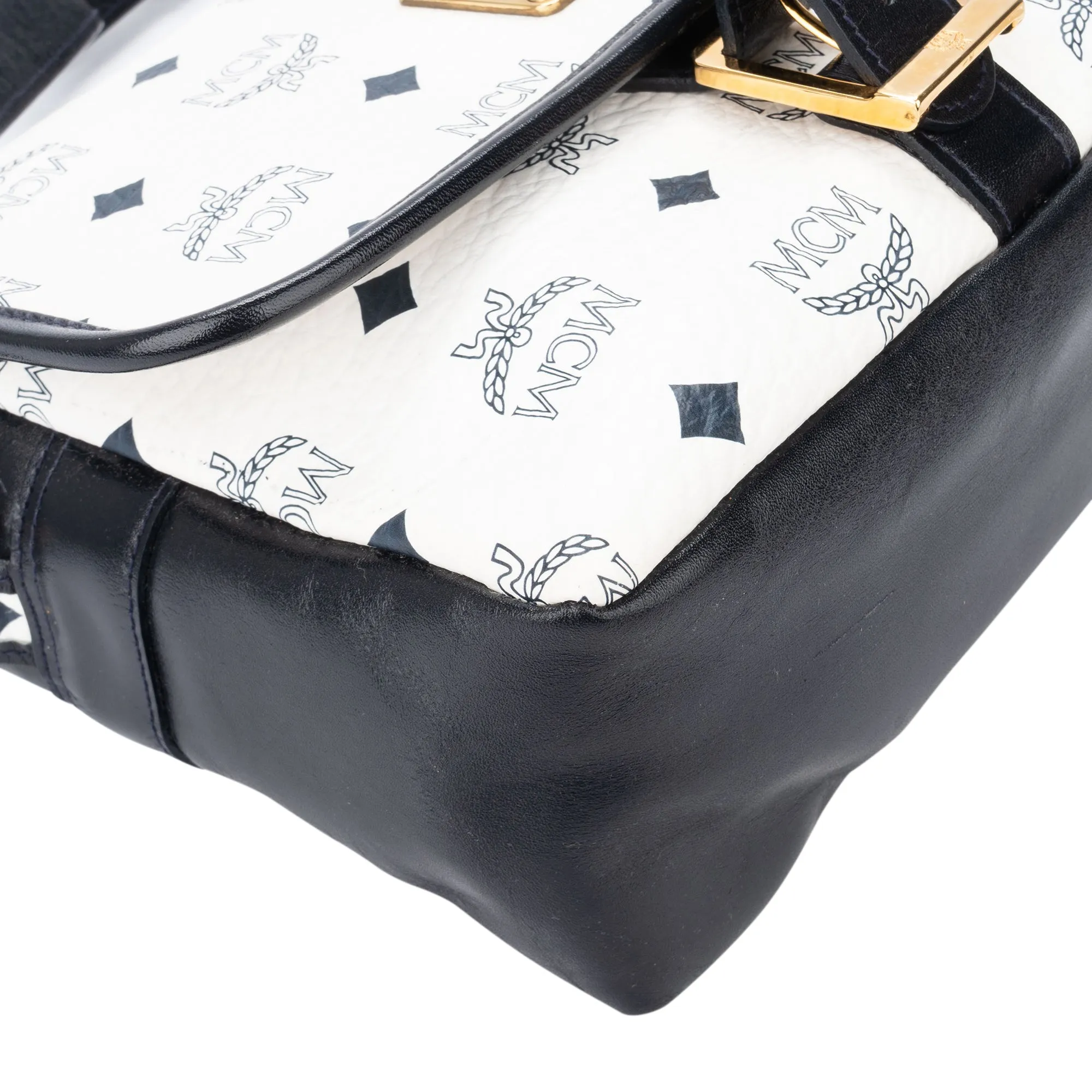 MCM White Visetos Monogram Crossbody Bag
