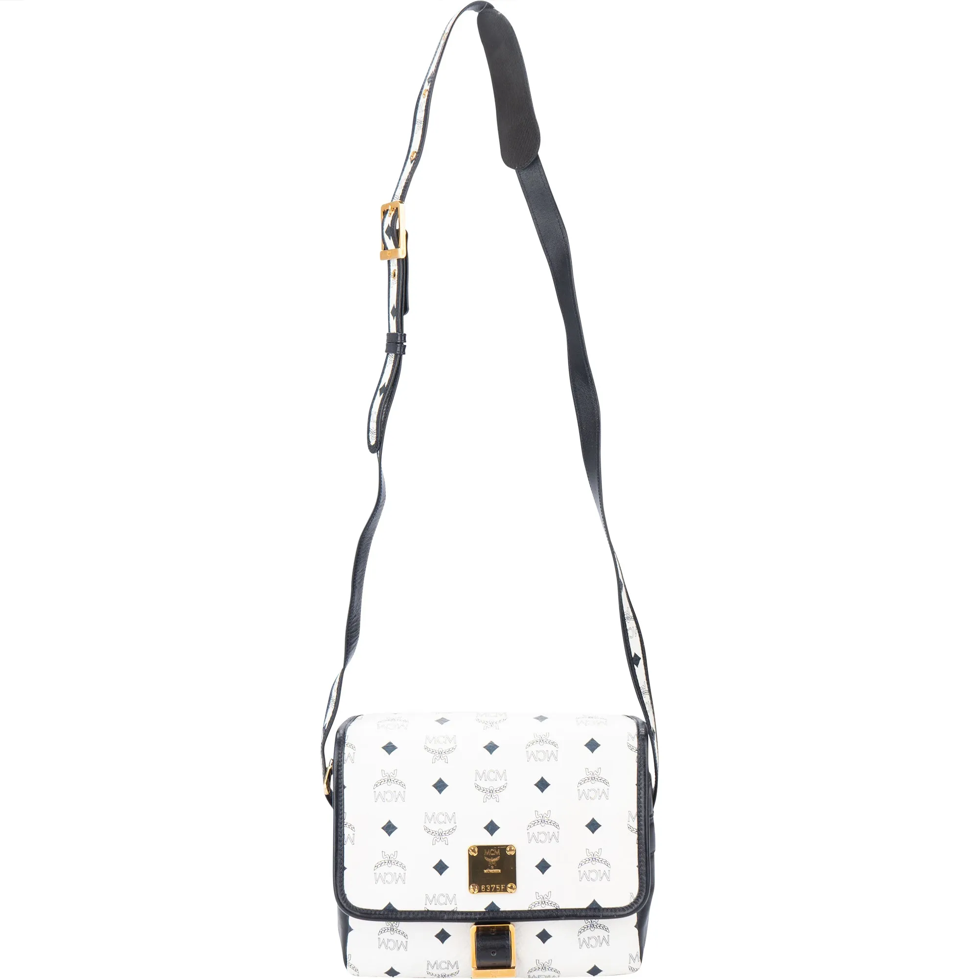 MCM White Visetos Monogram Crossbody Bag
