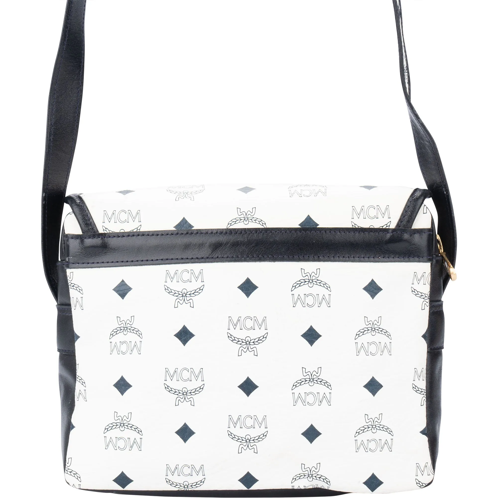 MCM White Visetos Monogram Crossbody Bag