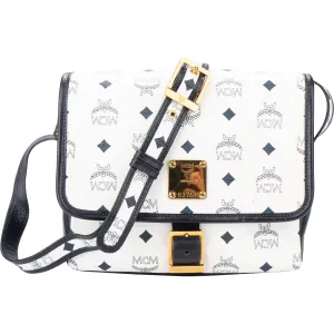 MCM White Visetos Monogram Crossbody Bag