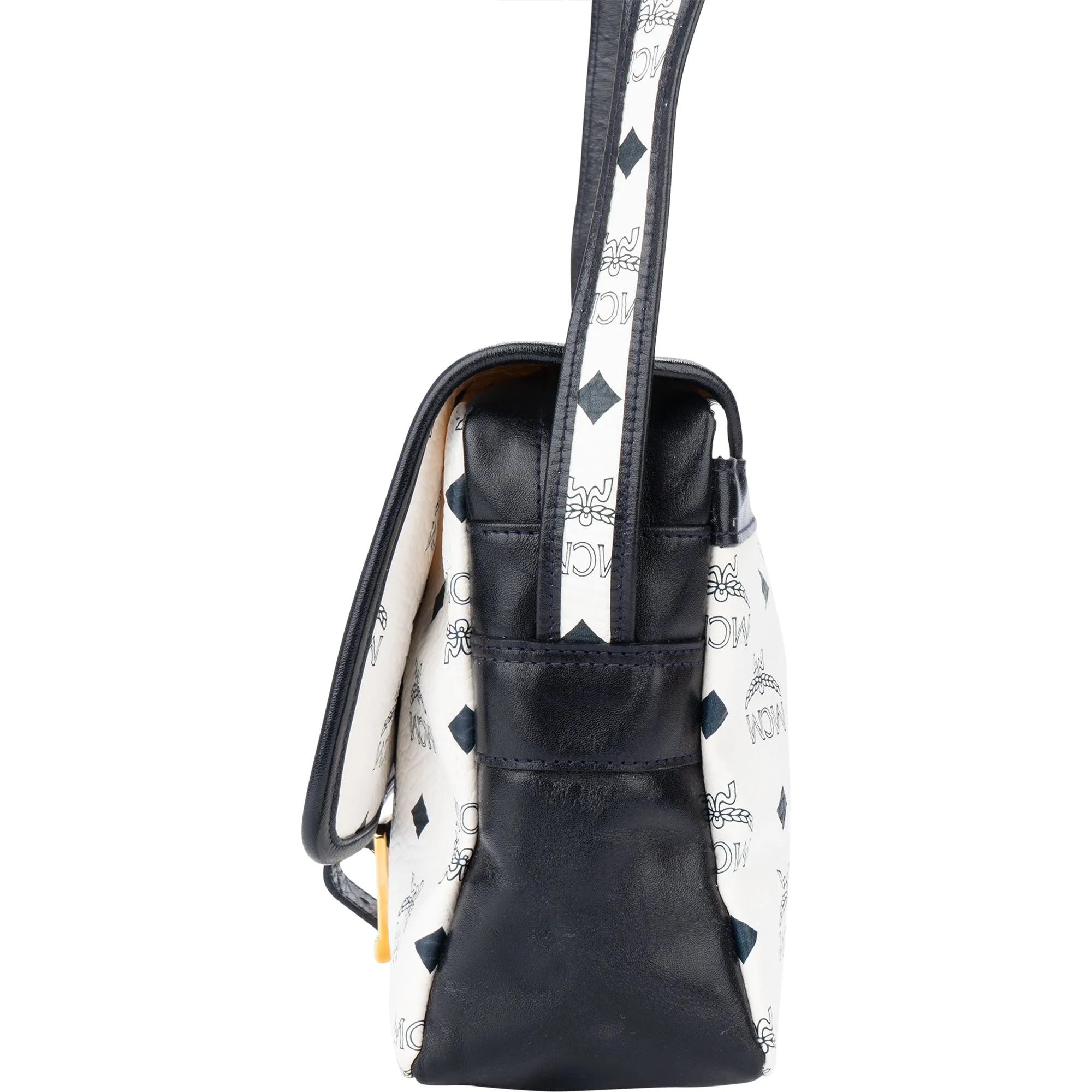 MCM White Visetos Monogram Crossbody Bag