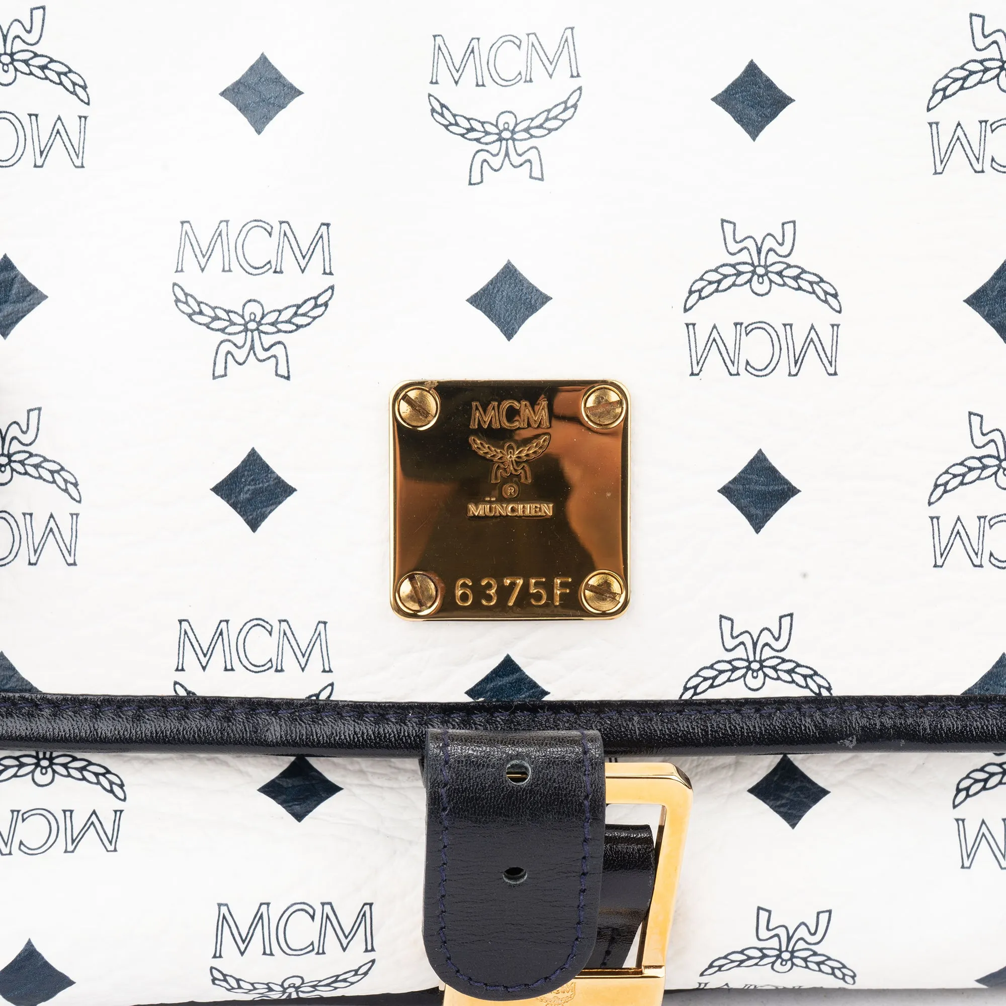 MCM White Visetos Monogram Crossbody Bag