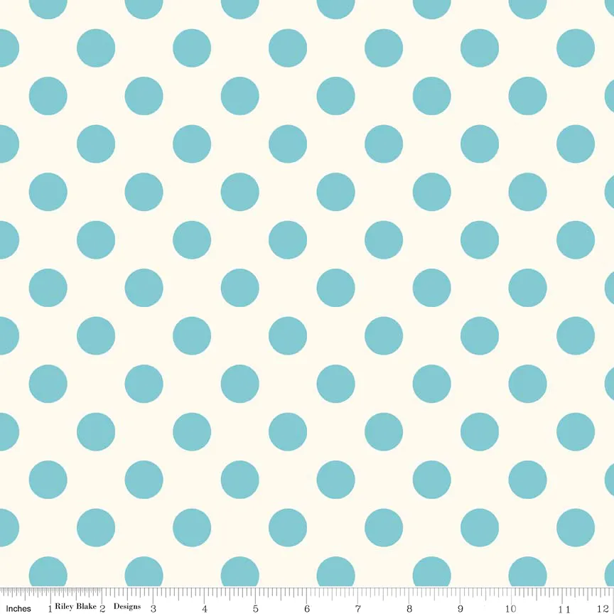 Medium Dot Aqua on Cream