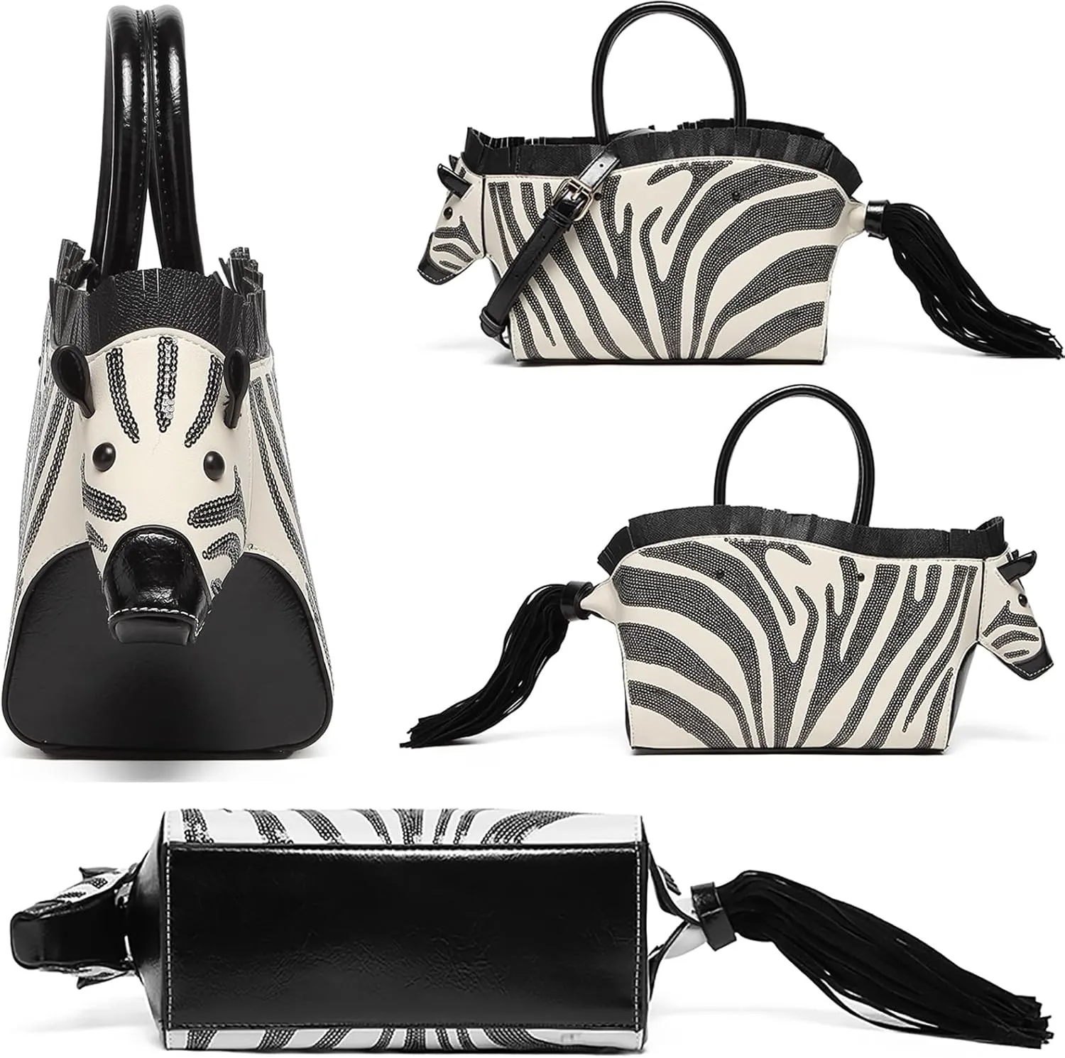 Men and Women Fun Horse Shaped Crossbody Shoulder Bag Handbag PVC Unique Novelty Horse Purse