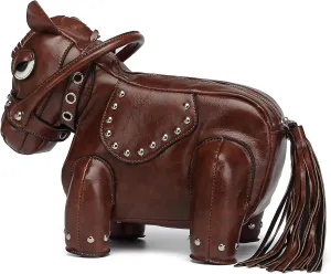 Men and Women Fun Horse Shaped Crossbody Shoulder Bag Handbag PVC Unique Novelty Horse Purse