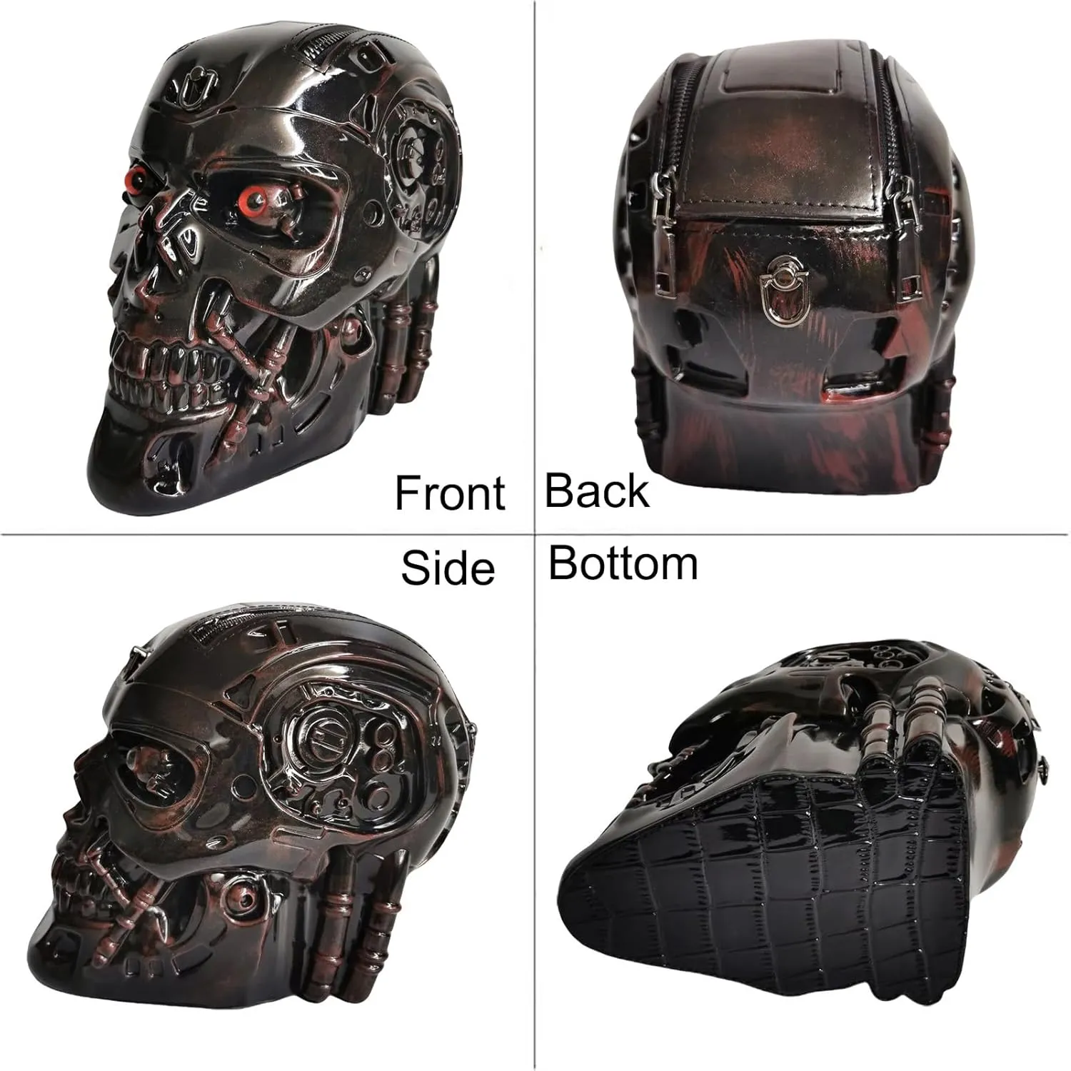 Men and Women Skull Shaped Handbag Crossbody Shoulder Bag PVC Weird Horror Gothic Halloween Skull Purse