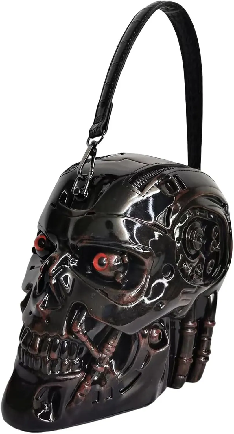 Men and Women Skull Shaped Handbag Crossbody Shoulder Bag PVC Weird Horror Gothic Halloween Skull Purse