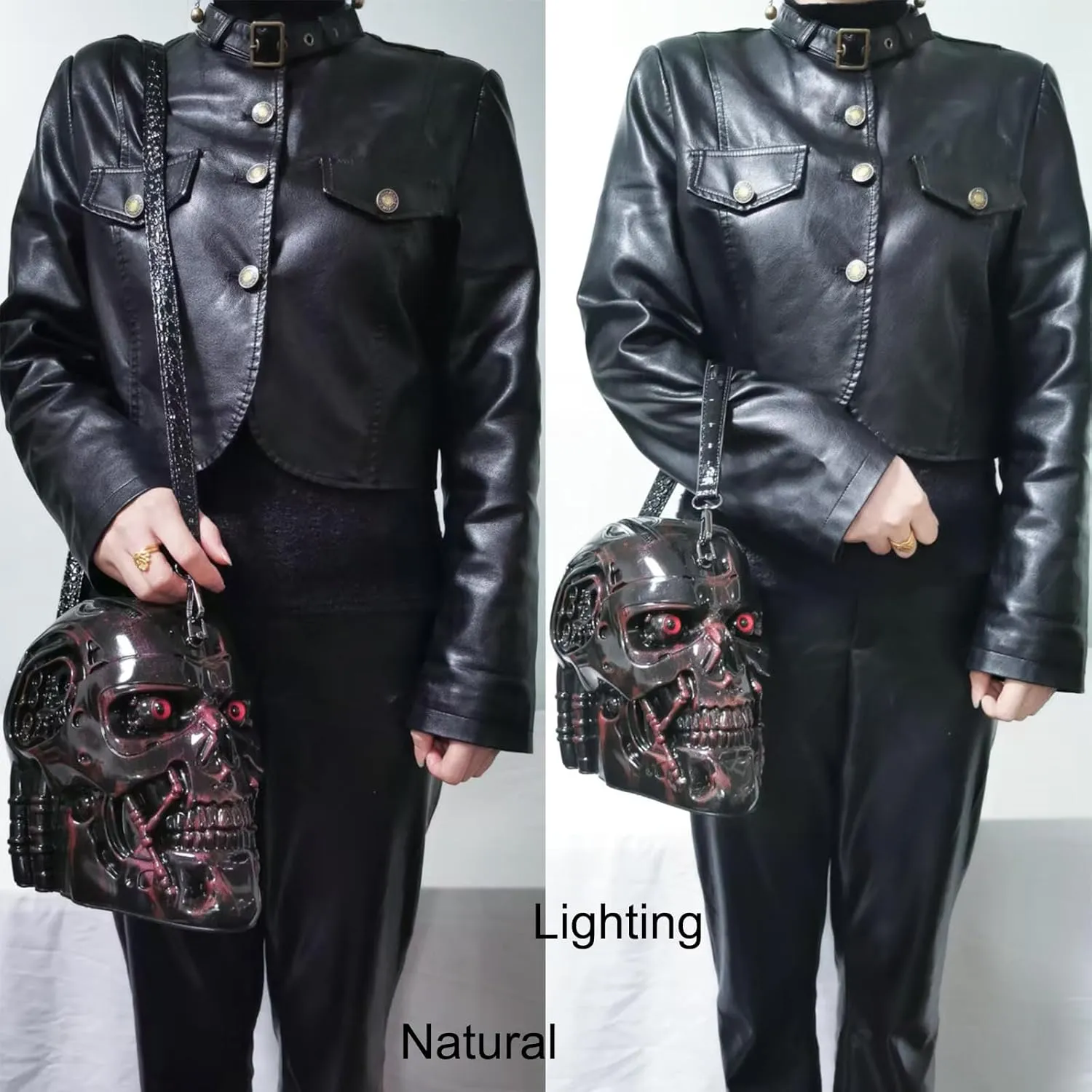 Men and Women Skull Shaped Handbag Crossbody Shoulder Bag PVC Weird Horror Gothic Halloween Skull Purse