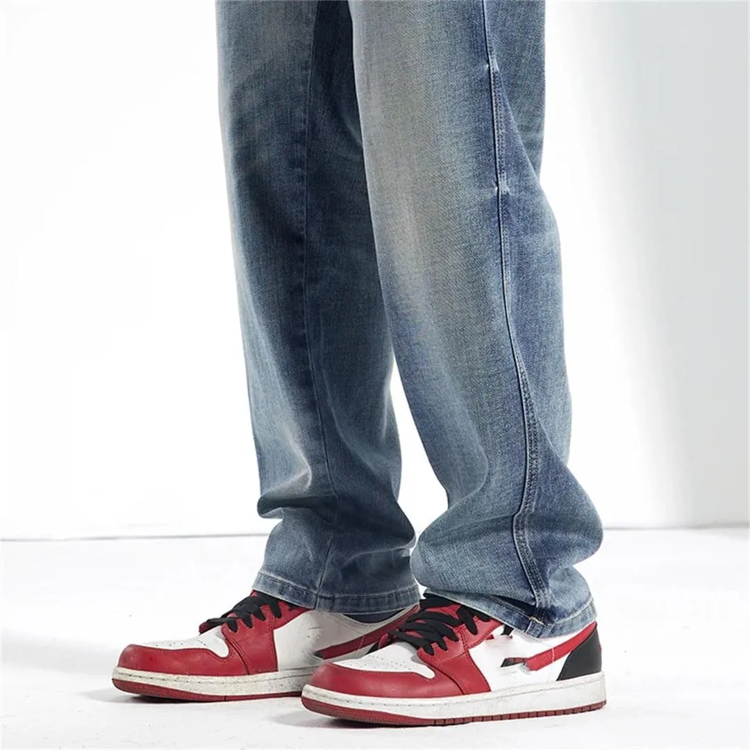 Men Spring Summer Baggy Jeans Straight Loose Lyocell Stretch Male Denim Wide Leg Pants