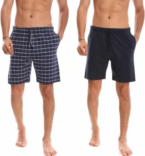 Men’s (2-Pack) Cotton Rich Knit Short | Sleepwear Shorts with Pockets | Ultra Soft, Breathable (Made in Egypt)