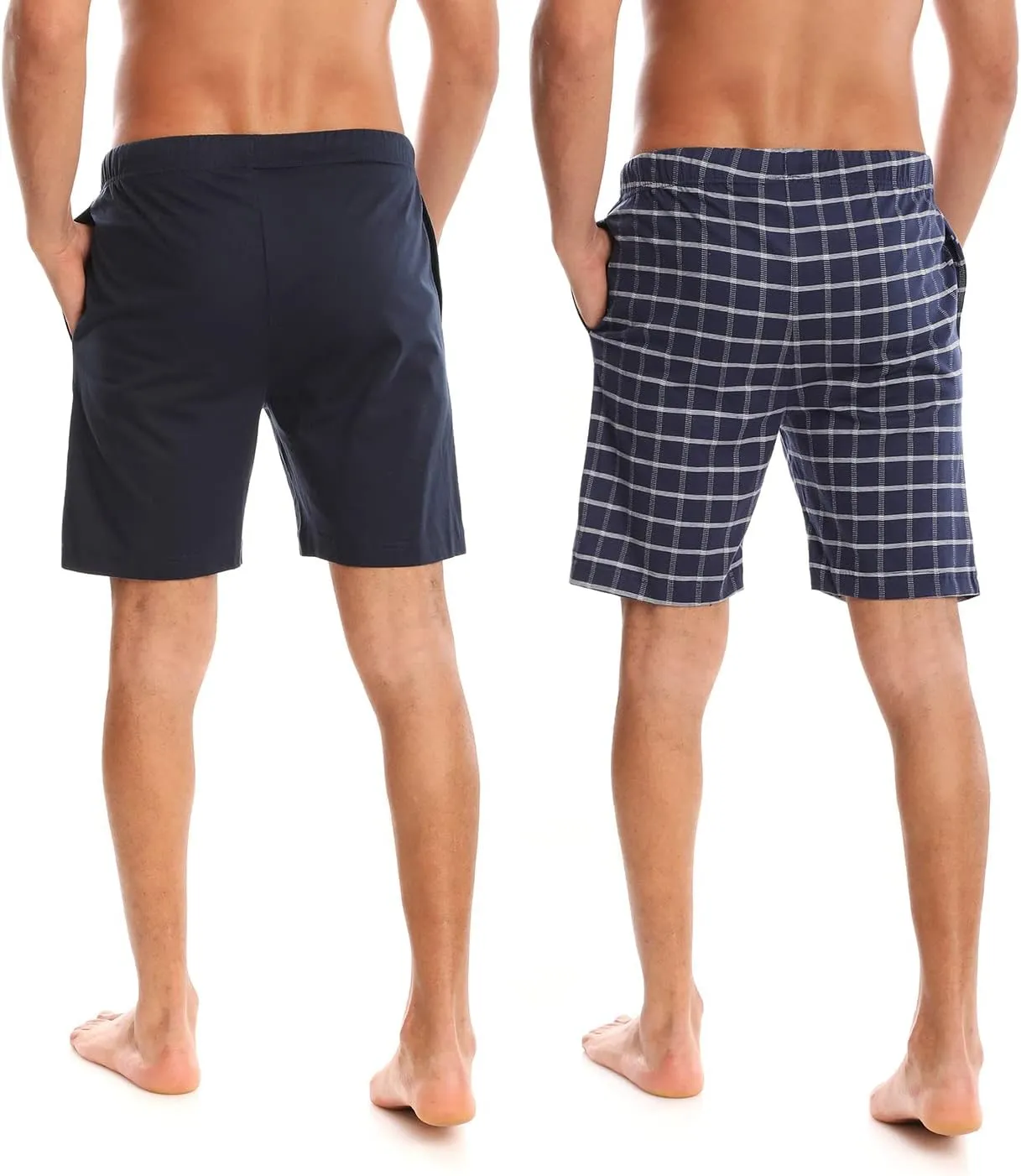 Men’s (2-Pack) Cotton Rich Knit Short | Sleepwear Shorts with Pockets | Ultra Soft, Breathable (Made in Egypt)