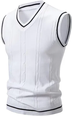 Men's Argyle Vest Sweater Plus Size V Neck Sleeveless Pullover Sweaters Fashion Slim Fit Thermal Knitwear Tank Tops