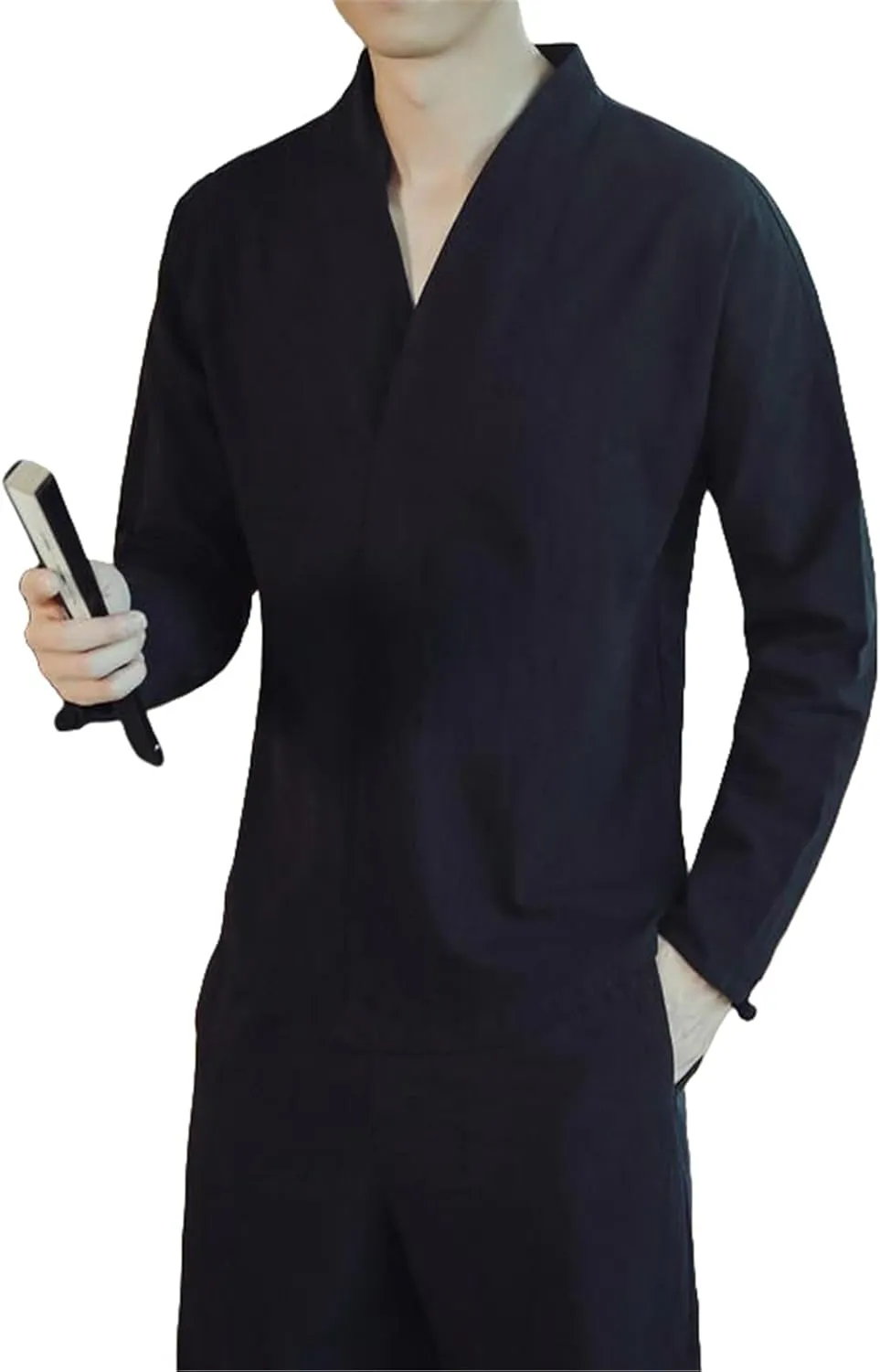 Men's Autumn Chinese Style Cotton Linen Long Sleeve Shirt Linen Base Layer Lay Style