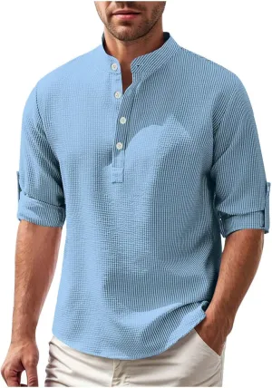 Mens Button Down Short Sleeve Shirt Casual Shirts Summer Beach Textured Shirts for Holiday Vacation Workout Golf