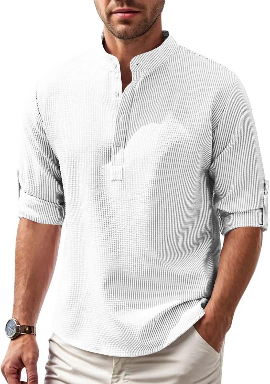 Mens Button Down Short Sleeve Shirt Casual Shirts Summer Beach Textured Shirts for Holiday Vacation Workout Golf