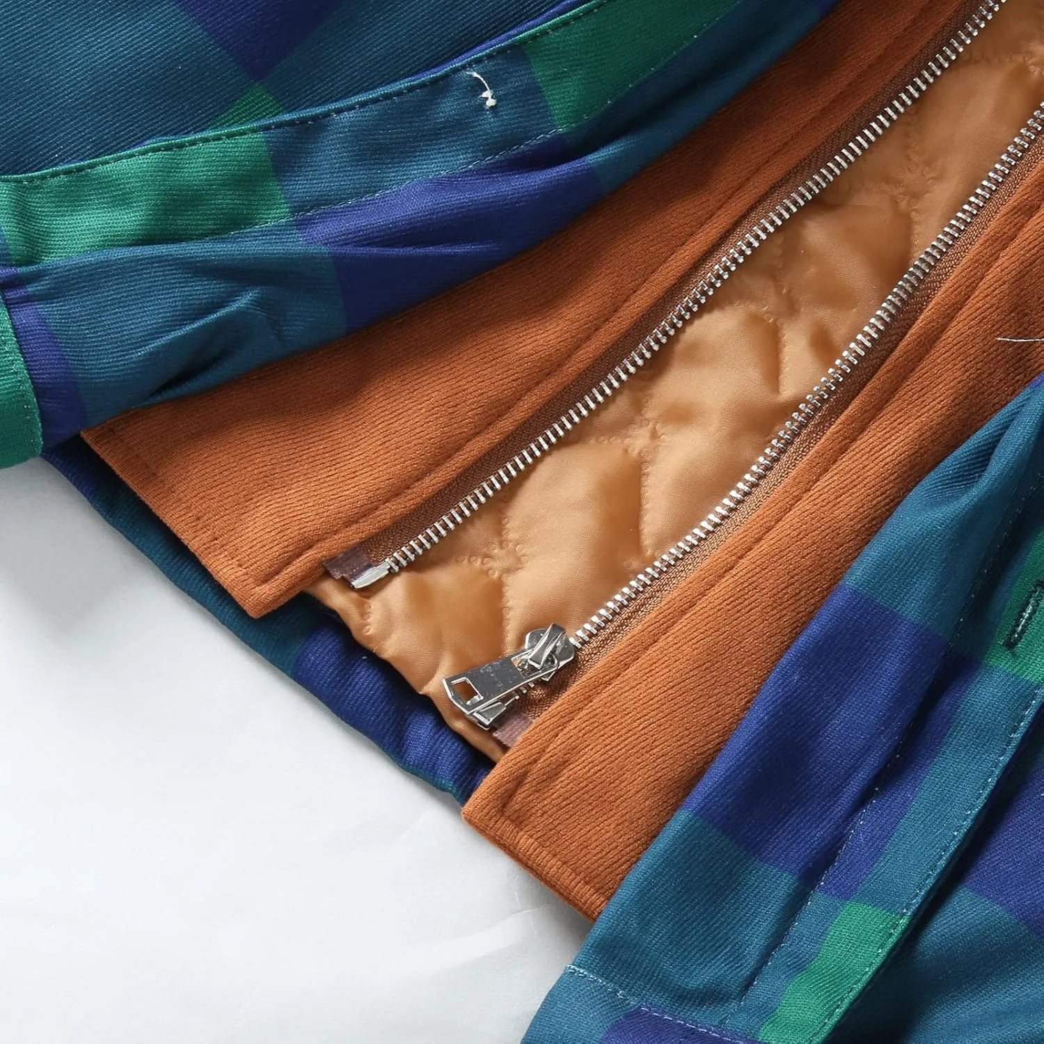 Mens Flannel Jacket Casual Plaid Print Lapel Button Down Pocket Long Sleeve Shirt Patchwork Heavy Warm Fleece Lined
