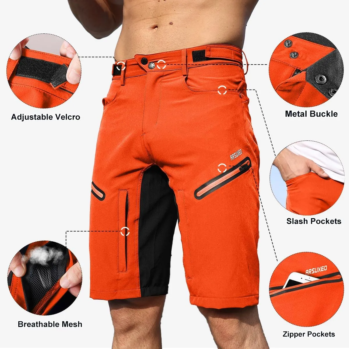 Mens Hiking Waterproof Shorts, Quick Dry Outdoor Cargo Tactical Shorts with Multi Pocket for Beach Cycling Travel