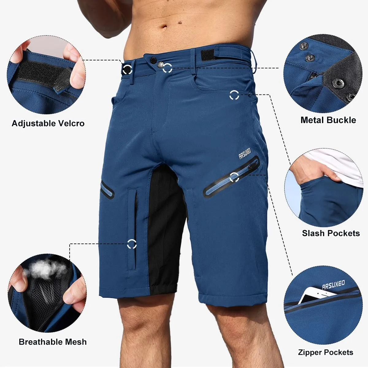 Mens Hiking Waterproof Shorts, Quick Dry Outdoor Cargo Tactical Shorts with Multi Pocket for Beach Cycling Travel