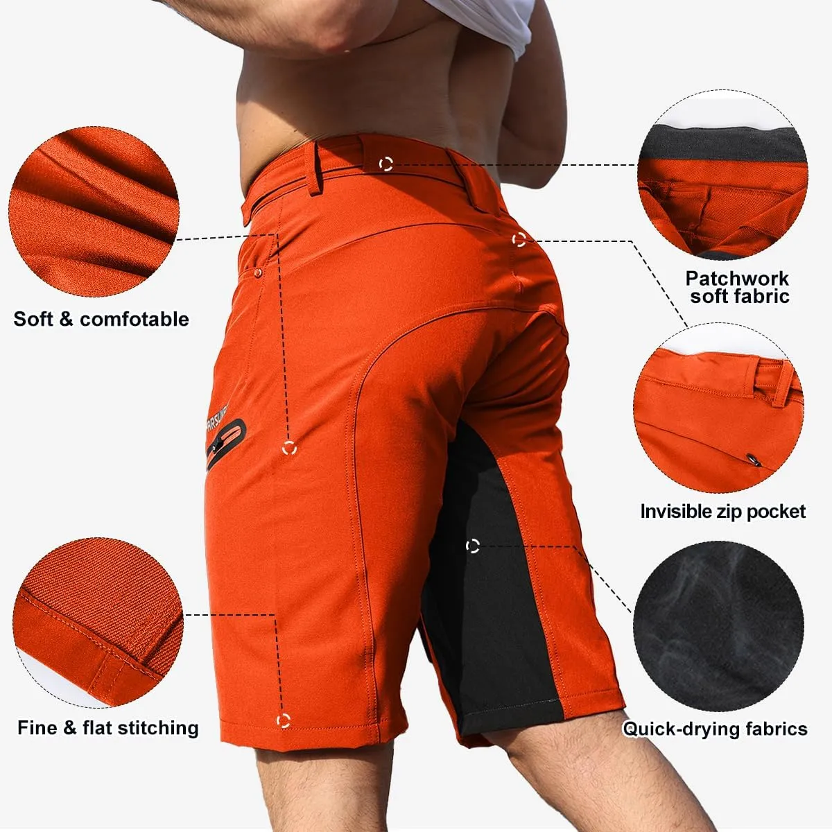 Mens Hiking Waterproof Shorts, Quick Dry Outdoor Cargo Tactical Shorts with Multi Pocket for Beach Cycling Travel