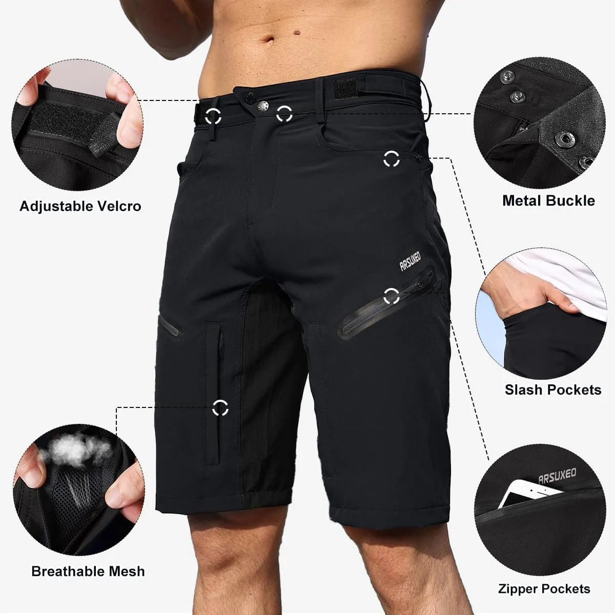 Mens Hiking Waterproof Shorts, Quick Dry Outdoor Cargo Tactical Shorts with Multi Pocket for Beach Cycling Travel