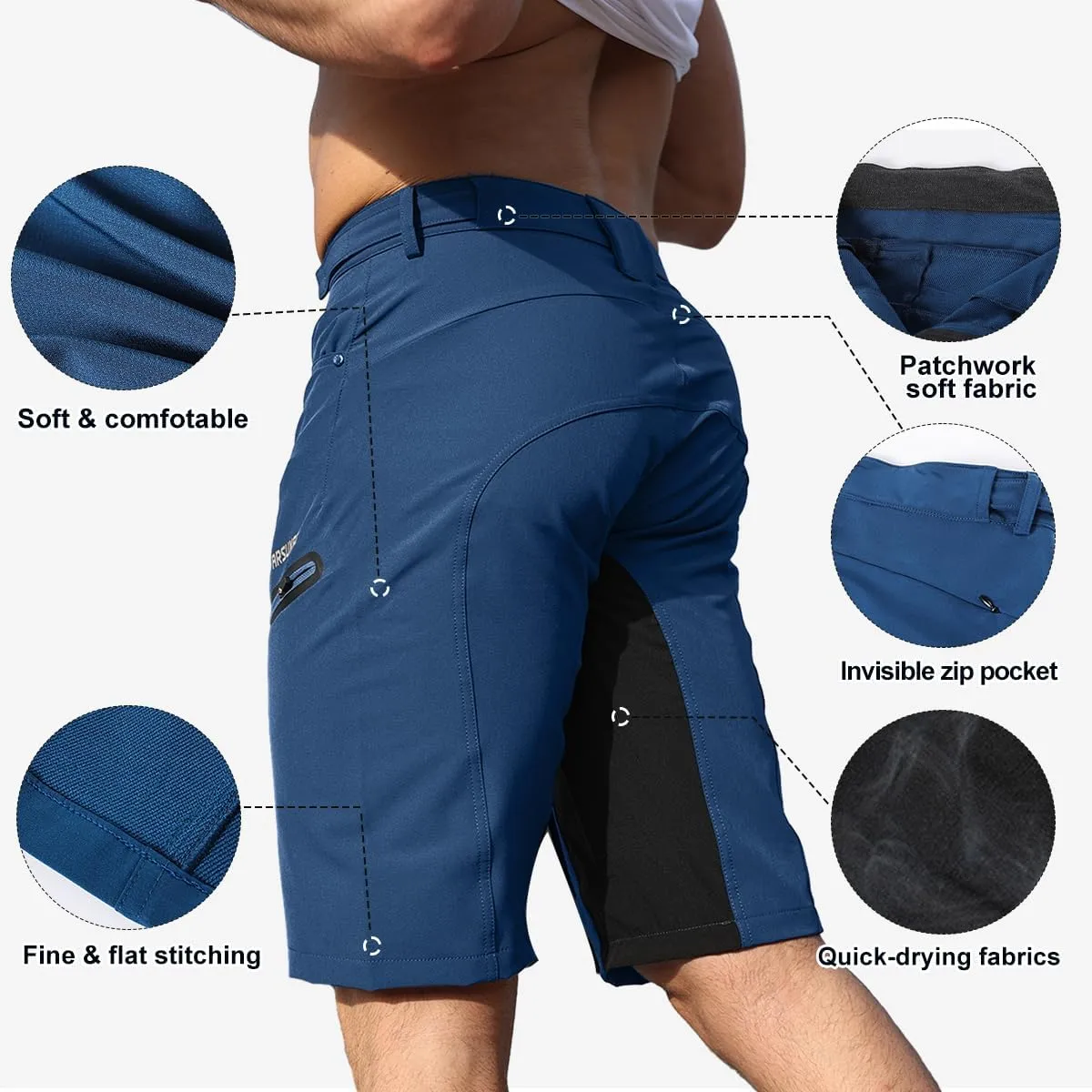 Mens Hiking Waterproof Shorts, Quick Dry Outdoor Cargo Tactical Shorts with Multi Pocket for Beach Cycling Travel