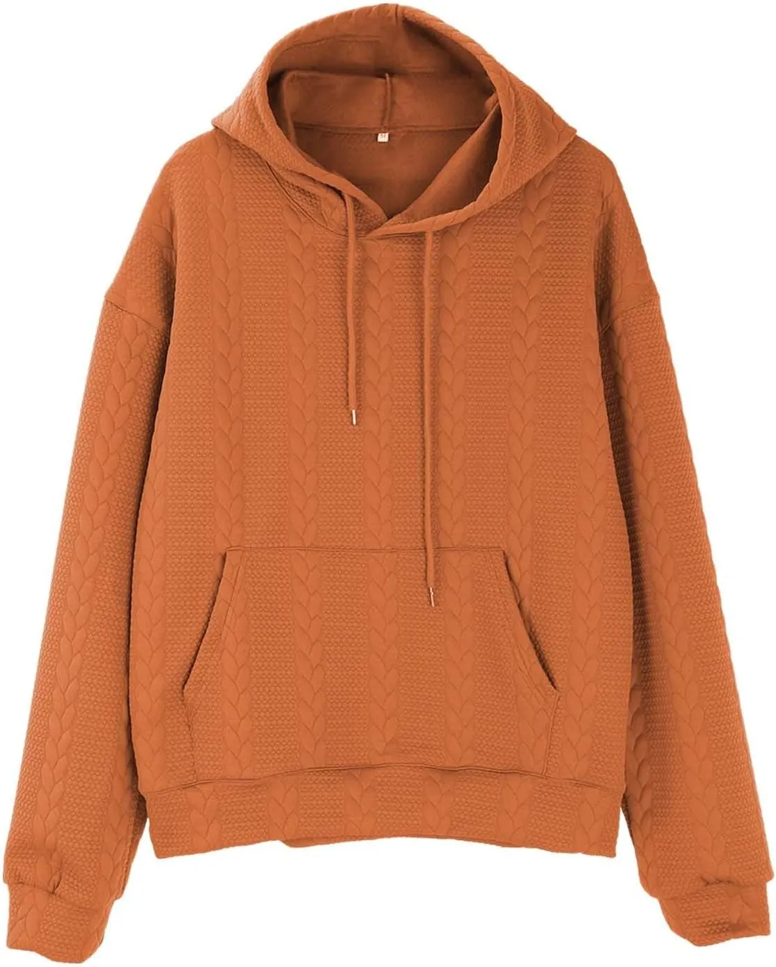 Mens Hooded Sweatshirt 2024 Fashion Textured Knit Drawstring Long Sleeve Pullover Loose Sports Workout Casual Hoodies