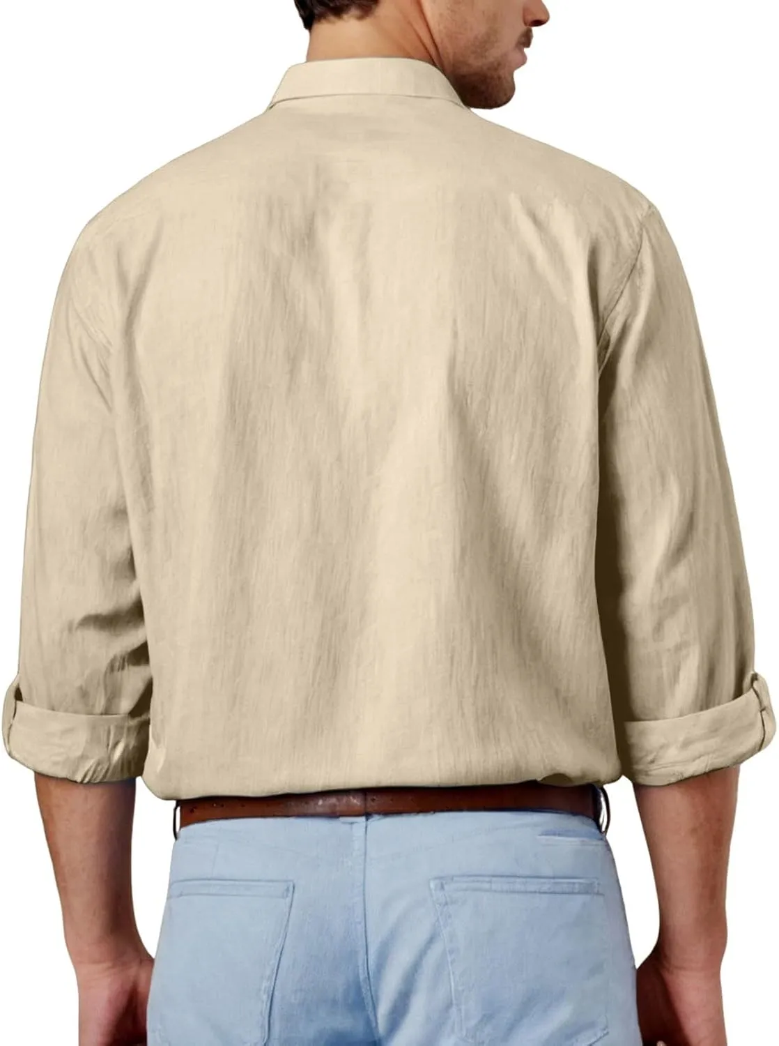 Men's Linen Shirts Short Sleeve Casual Shirts Button Down Shirt for Men Beach Summer Shirt with Pockets Linen Tops