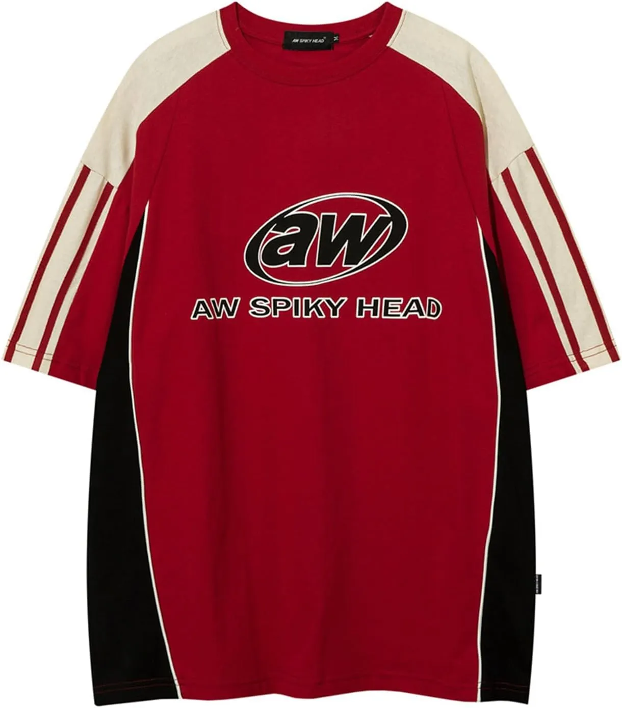 Mens Oversize Graphic Raglan T Shirt Vintage Letter Print Speedway Racing Tees Casual Unisex Streetwear Tops