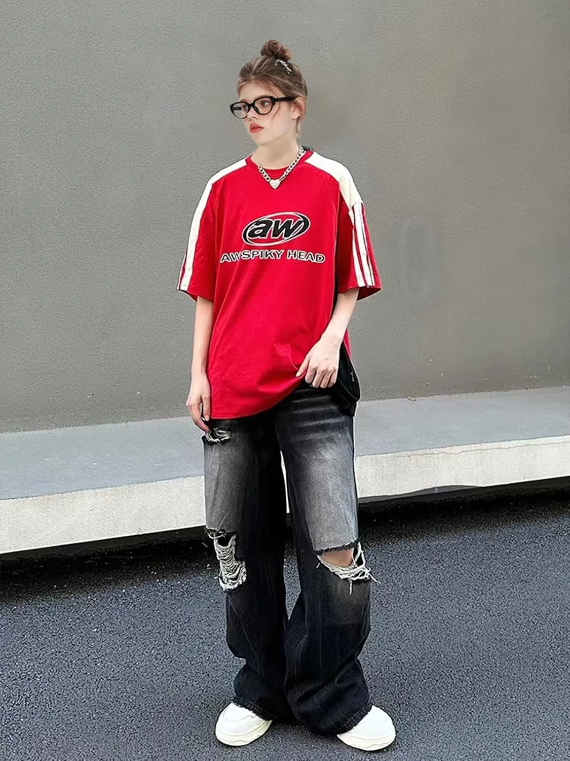 Mens Oversize Graphic Raglan T Shirt Vintage Letter Print Speedway Racing Tees Casual Unisex Streetwear Tops