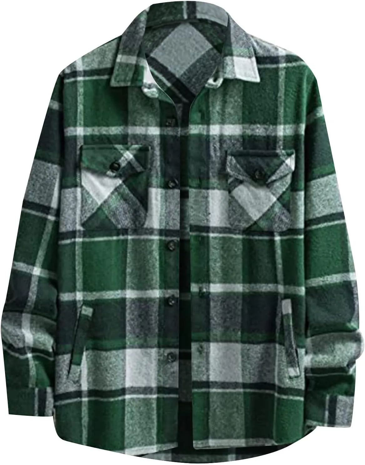 Men's Plaid Hooded Shirts Casual Print Lapel Button Down Pocket Long Sleeve Shirt Fall Casual Button Down Shirts