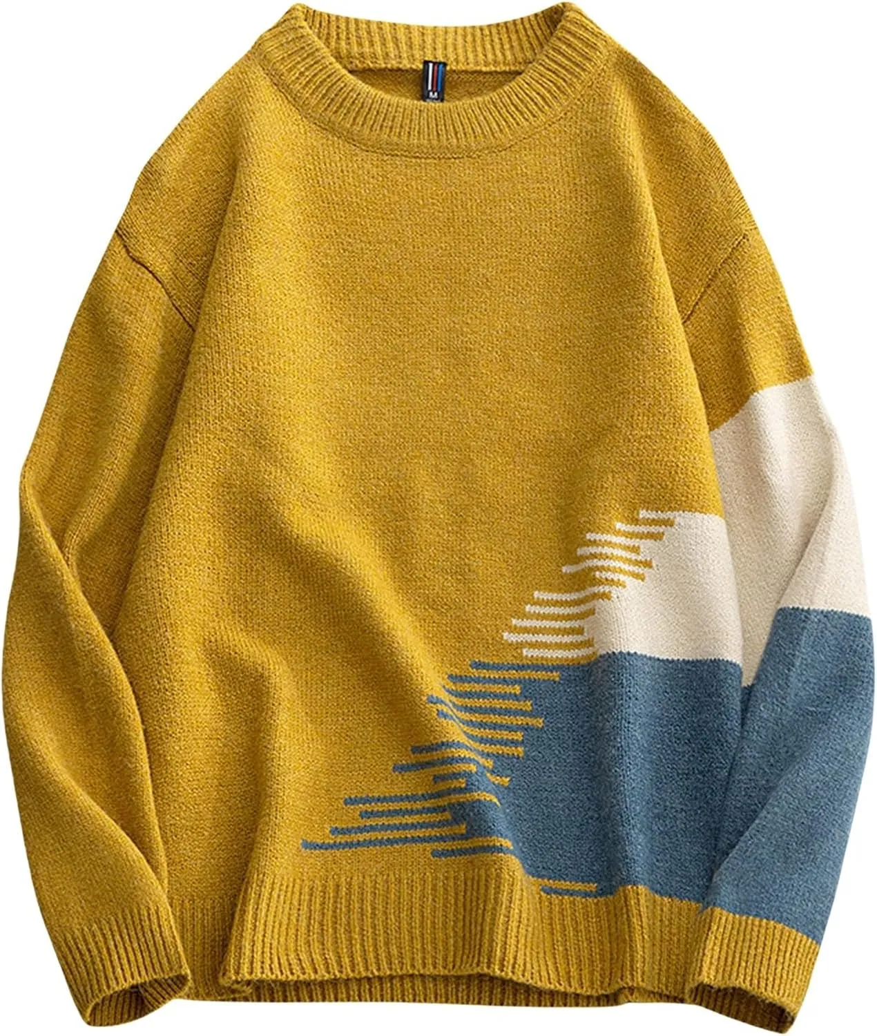 Mens Pullover Sweater Chunky Thermal WInter Jumpers Plus Size Casual Long Sleeve Crewneck Ribbed Knit Outfits Tops