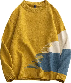Mens Pullover Sweater Chunky Thermal WInter Jumpers Plus Size Casual Long Sleeve Crewneck Ribbed Knit Outfits Tops