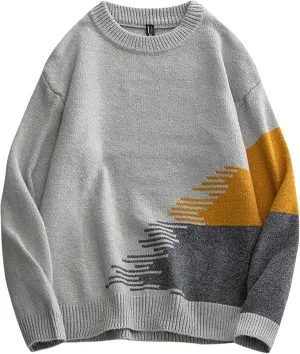 Mens Pullover Sweater Chunky Thermal WInter Jumpers Plus Size Casual Long Sleeve Crewneck Ribbed Knit Outfits Tops
