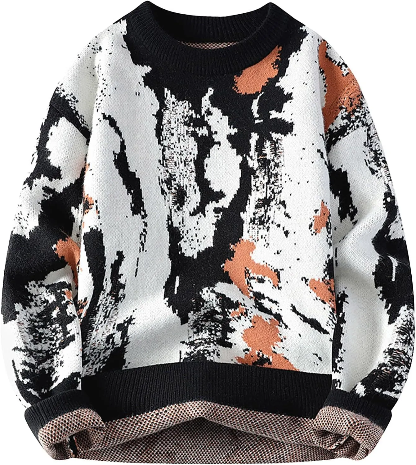 Mens Pullover Sweater Chunky Thermal WInter Jumpers Plus Size Casual Long Sleeve Crewneck Ribbed Knit Outfits Tops