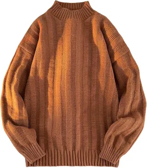 Mens Pullover Sweater Chunky Thermal WInter Jumpers Plus Size Casual Long Sleeve Crewneck Ribbed Knit Outfits Tops