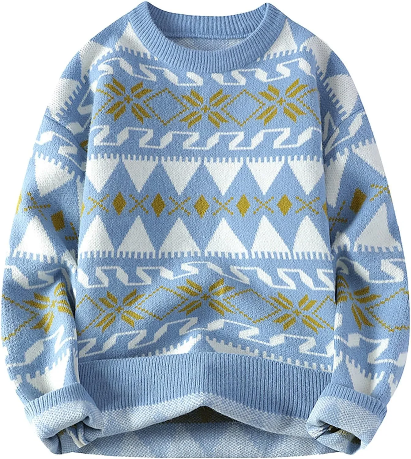Mens Pullover Sweater Chunky Thermal WInter Jumpers Plus Size Casual Long Sleeve Crewneck Ribbed Knit Outfits Tops